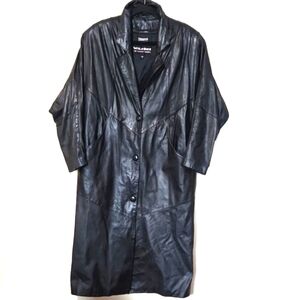Vintage Wilsons Leather w/Zip Out Thinsulate Lining Black Trench Coat Small